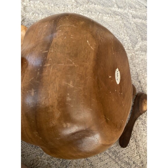 7pcs VTG 60s MCM Tiki Hawaiian Serving Bowl Set TEAK Wood Flower Shape Utensils - Picture 6 of 9